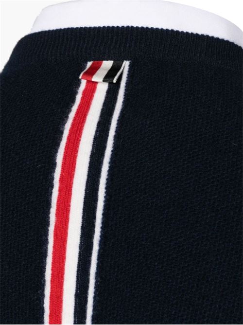 Navy blue wool intarsia-knit logo THOM BROWNE | MKA518AY1029415